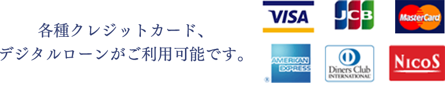 各種クレジットカード、デジタルロ ーンがご利用可能です。